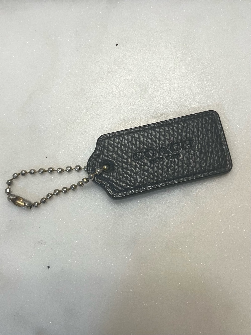 COACH Pebbled Leather Hang Tag, Black